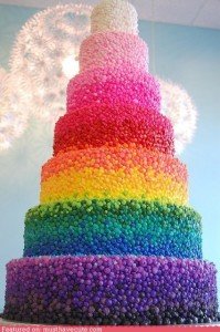 colored rainbow cake